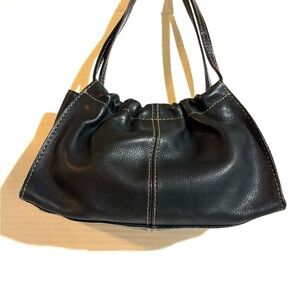 Handmade mini handle Elegant Black Leather Handbag